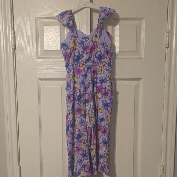 Justice Light Purple Romper with Floral Pattern - Picture 3 of 7